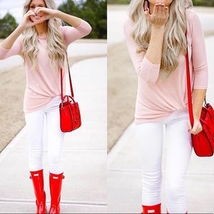 Pink twist front top